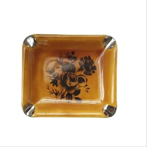 Vintage Lord Nelson Pottery Ashtray, Brown with Florals